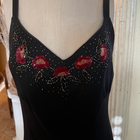 XSCAPE Sequence  and Beaded Floral (2) piece Set Silk Sheer Dress/Jacket - Picture 8 of 12